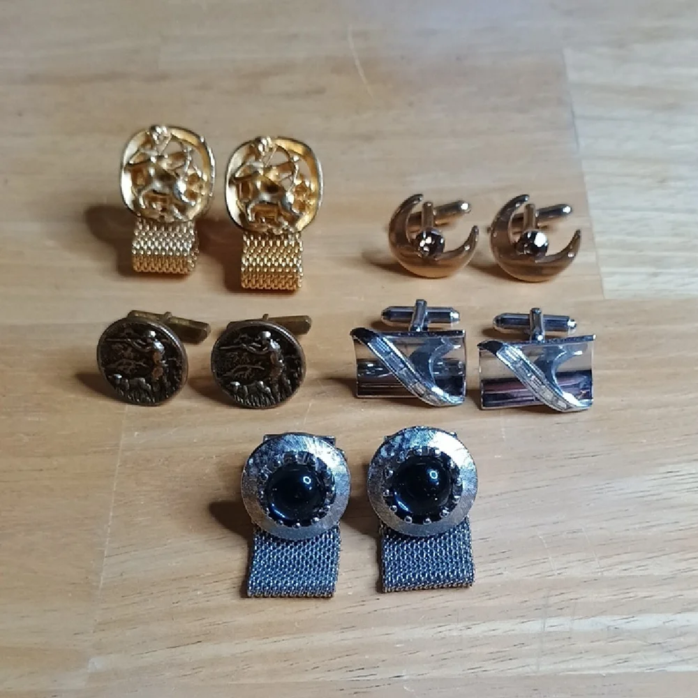 Mixed Metal Men's Cufflink Set - Gold & Silver Accent